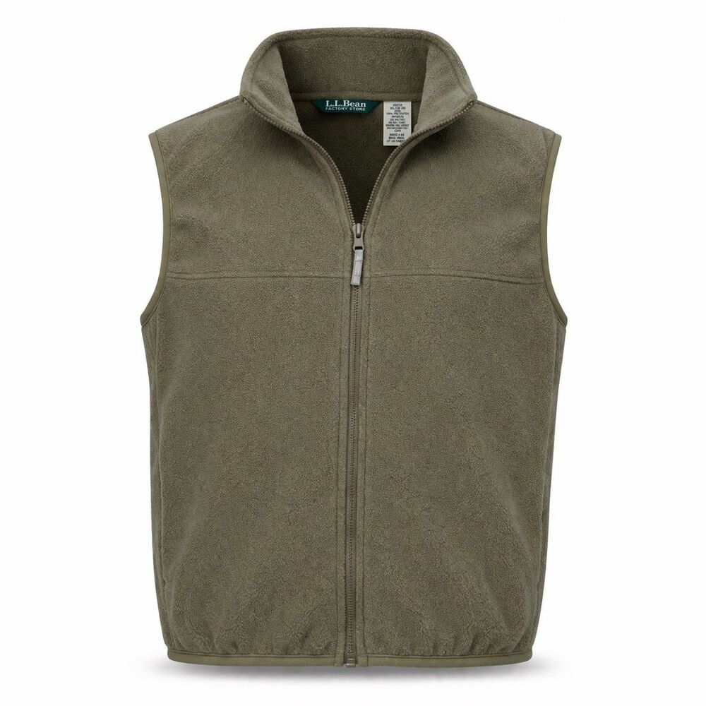 L.L. Bean Fleece Vest Kids XL 18-20 Olive Green Full Zip Outdoor Lightweight